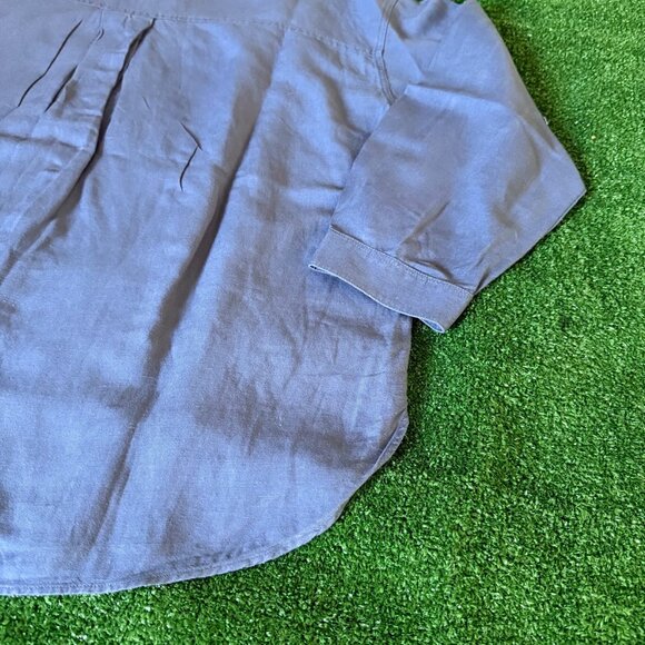 Uniqlo Women's Button Front Linen-Blend Band Collar 3/4-Sleeve Gray Shirt Size M - Picture 9 of 11